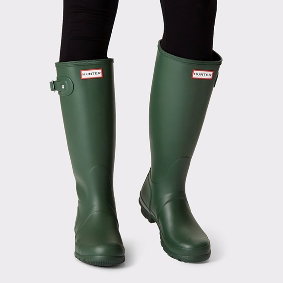 Hunter Shoes - Hunter Womens Original Tall Rain Boots Matte Green